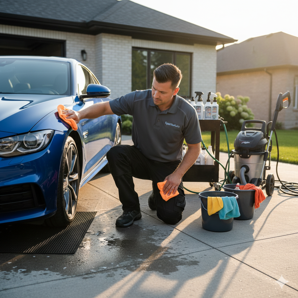 Detailer at driveway